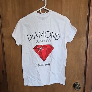NWOT Diamond Supply Co White Tee with Red Graphic